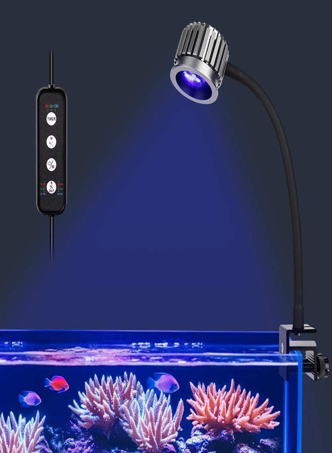 fishkeeper Clip On 24/7 Saltwater Aquarium LED Light, 8W Reef Lights for Coral DIY Color/Brightness Fish Tank Light with Timer for Coral Marine Tank Memory Function - Image 1